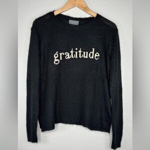 Wooden Ships “gratitude” Mohair Wool Blend Crewneck‎ Sweater S‑M Text Graphic